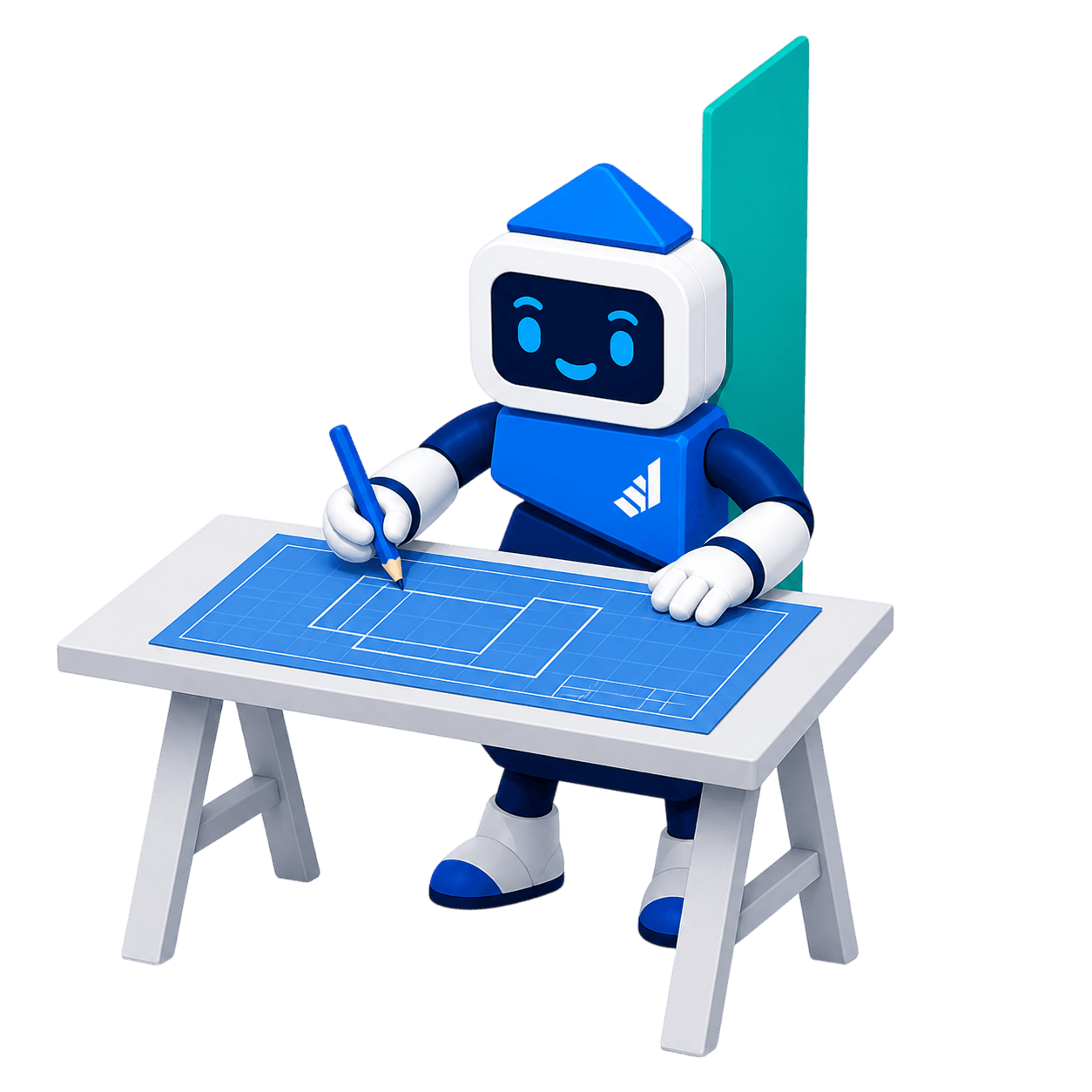 Mascot at the planning desk